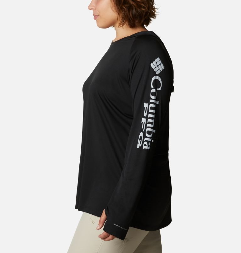 Women's Columbia PFG Tidal Tee Hoodie Black | Plus Size CA-G6041